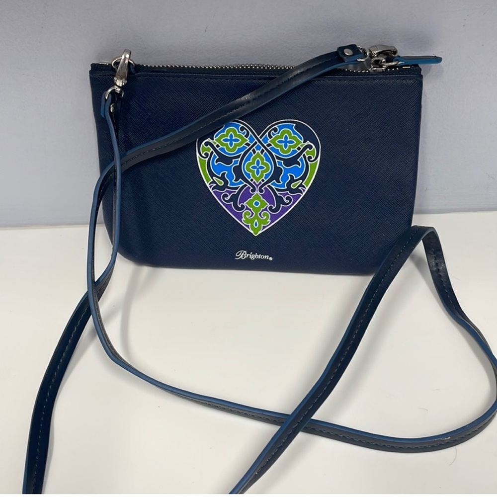Brighton Blue Crossbody Bag with Colorful Heart - Picture 5 of 11